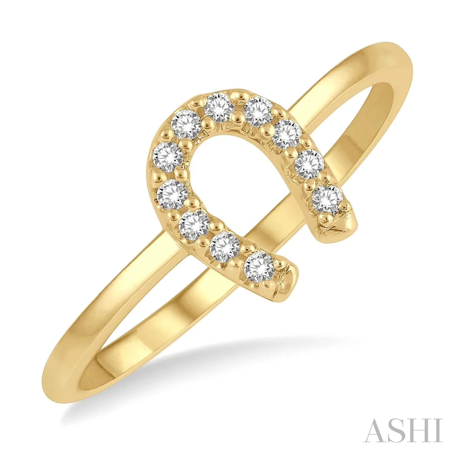 10KY Diamond Horseshoe Petite Fashion Ring w/ 0.10 ctw