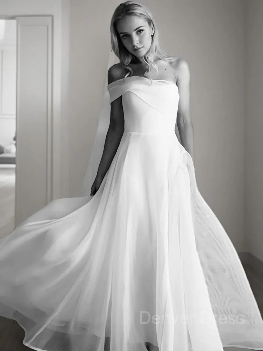 A-Line One-Shoulder Court Train Organza Wedding Dresses