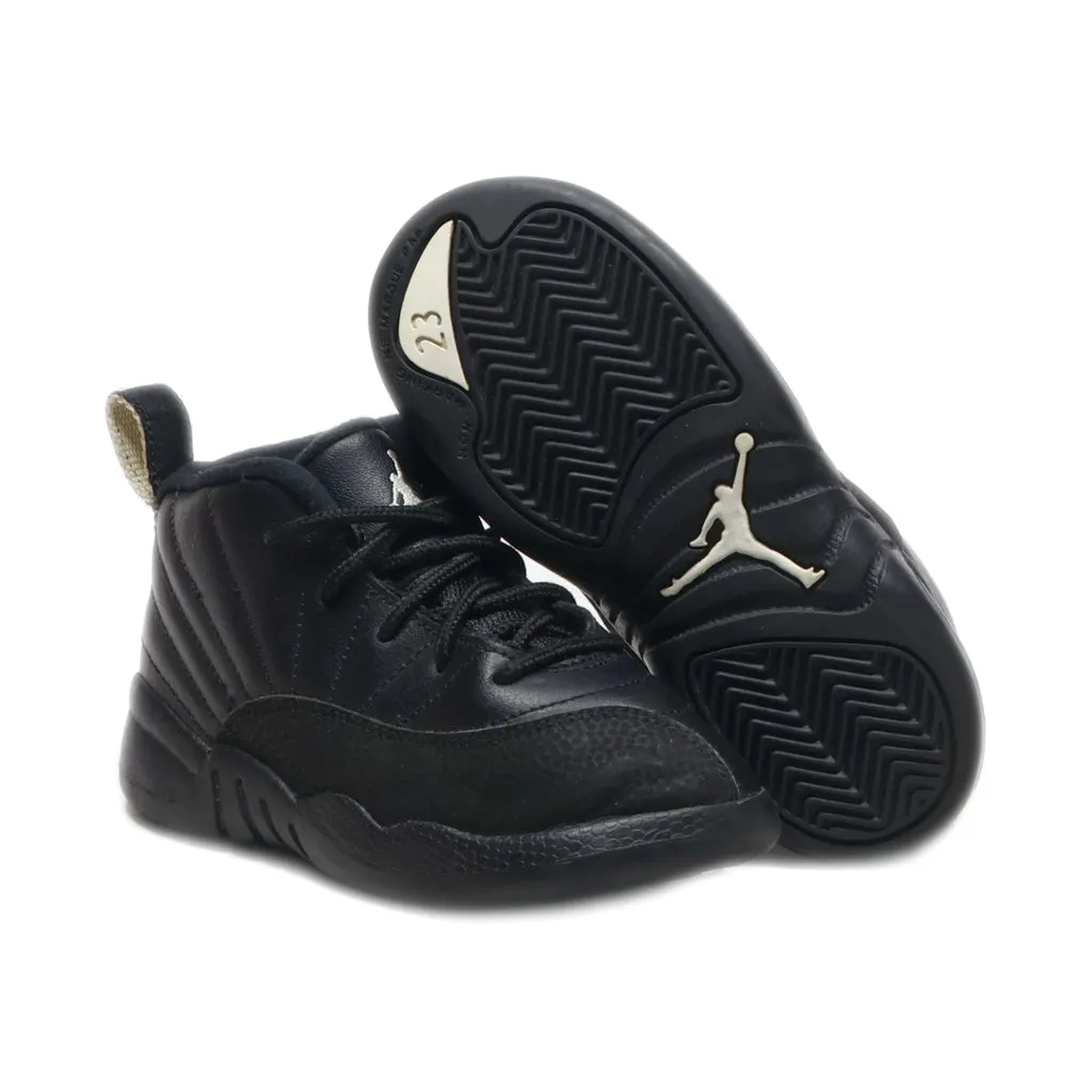 Air Jordan Air Jordan 12 Retro Shoes Lace-Up Shoes Leather Black Colour For Kids