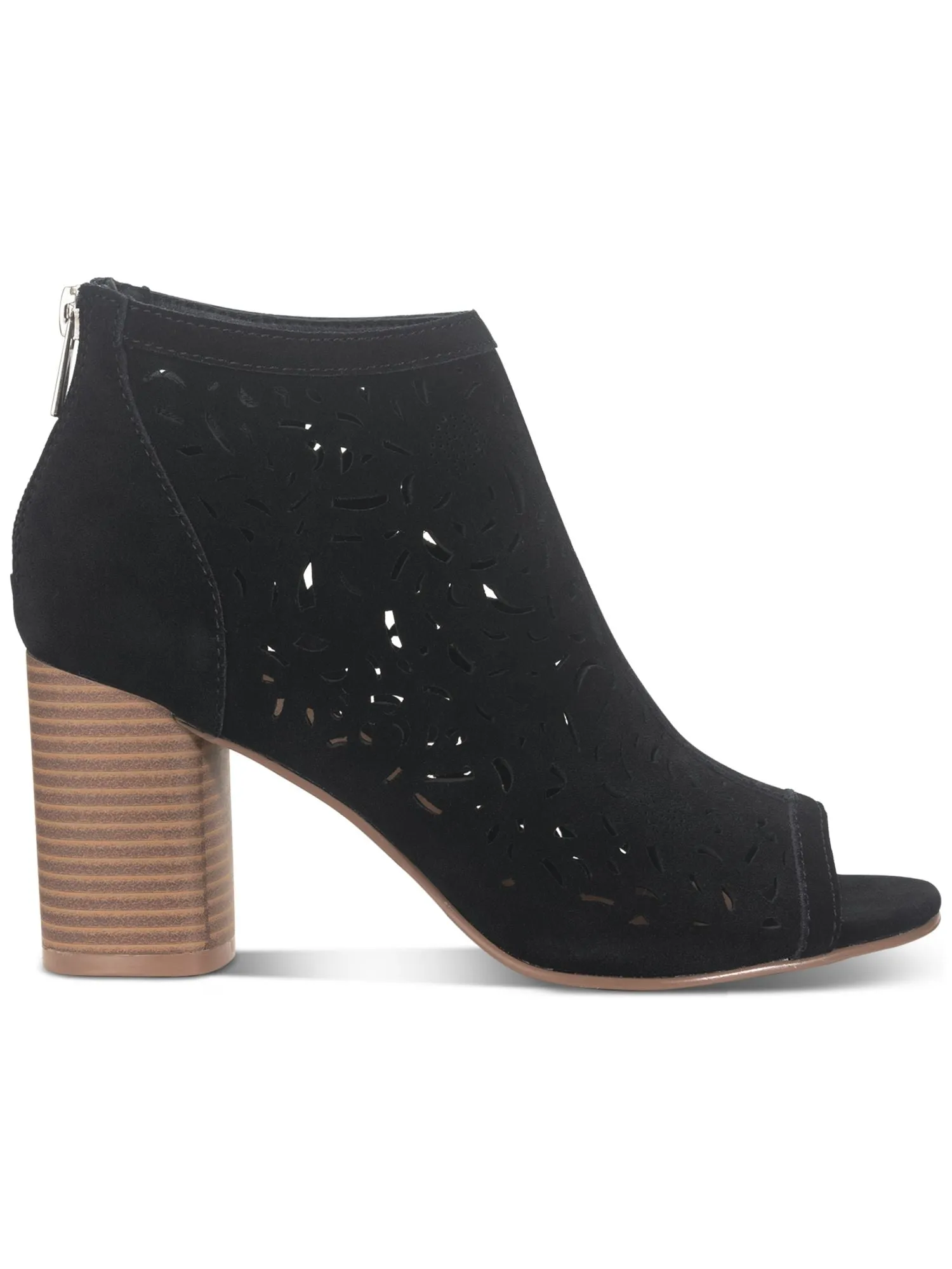 AMERICAN RAG Womens Black Cutout Perforations Cushioned Slip Resistant Glia Round Toe Block Heel Zip-Up Leather Dress Shootie M