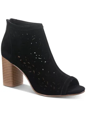 AMERICAN RAG Womens Black Cutout Perforations Cushioned Slip Resistant Glia Round Toe Block Heel Zip-Up Leather Dress Shootie M