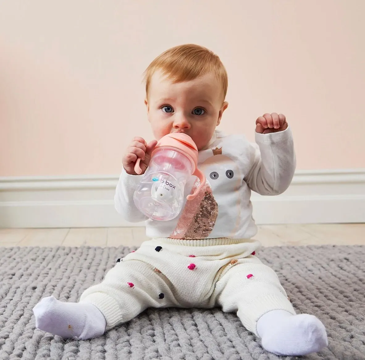 B.Box Weighted Straw Sippy Cup- Tutti Fruiti Light Pink