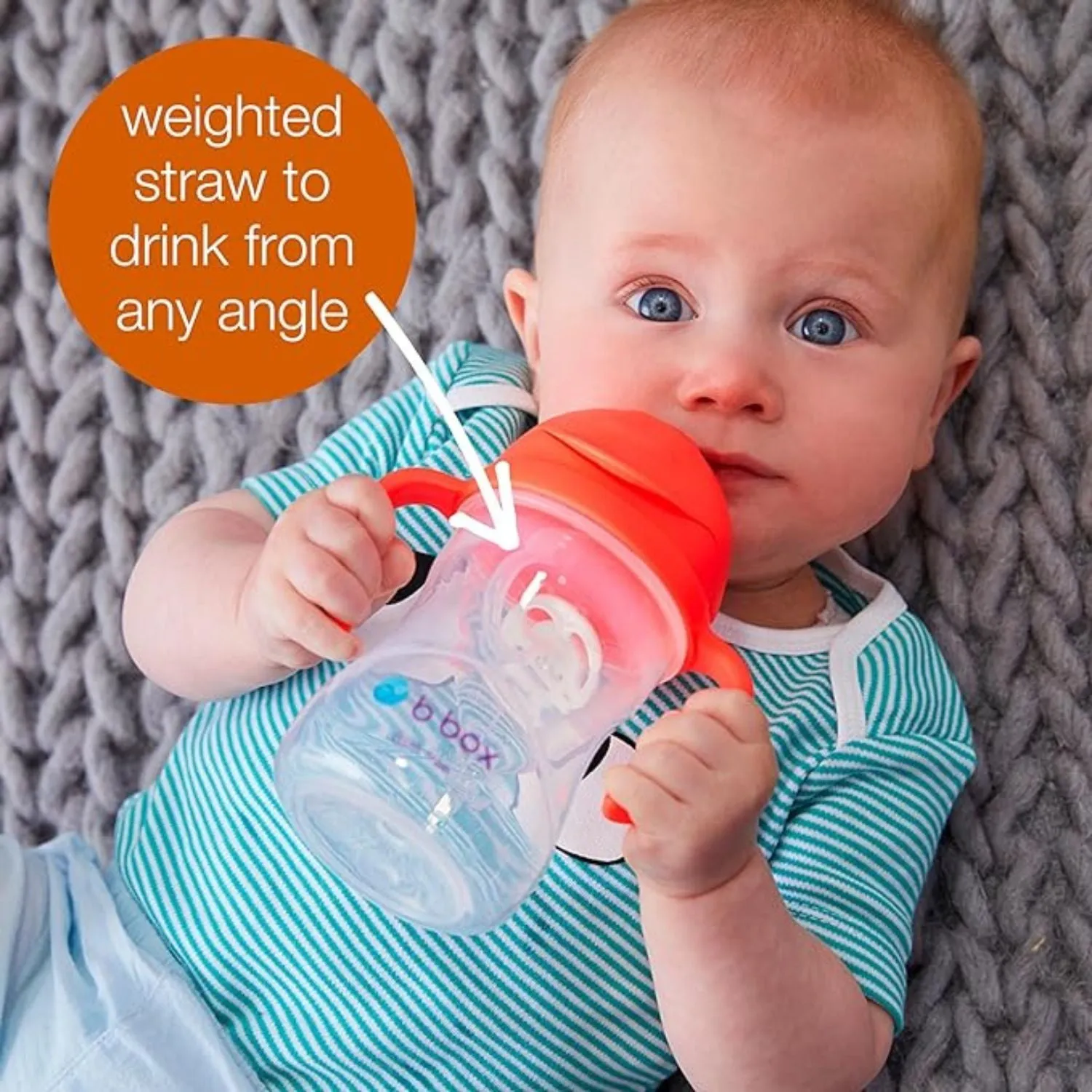 B.Box Weighted Straw Sippy Cup- Tutti Fruiti Light Pink