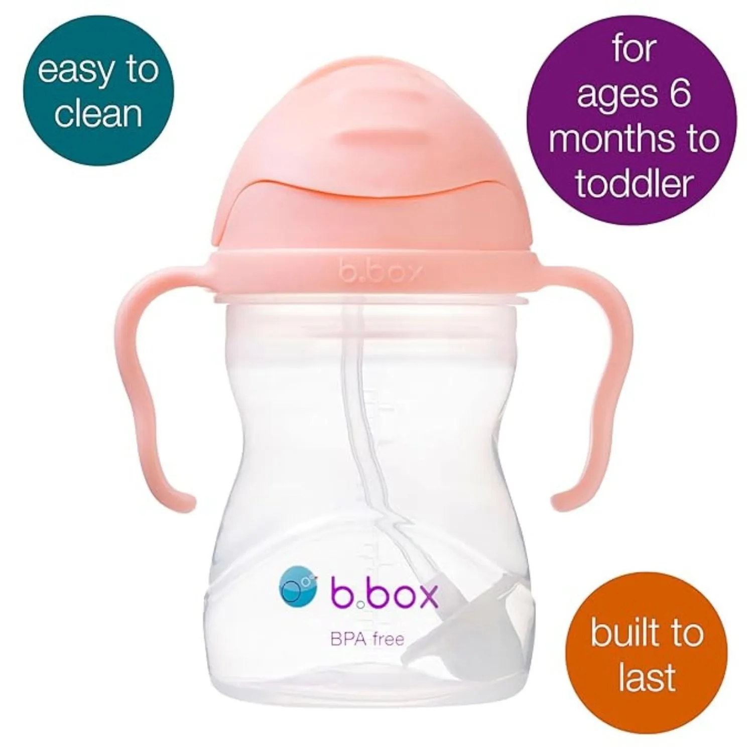 B.Box Weighted Straw Sippy Cup- Tutti Fruiti Light Pink