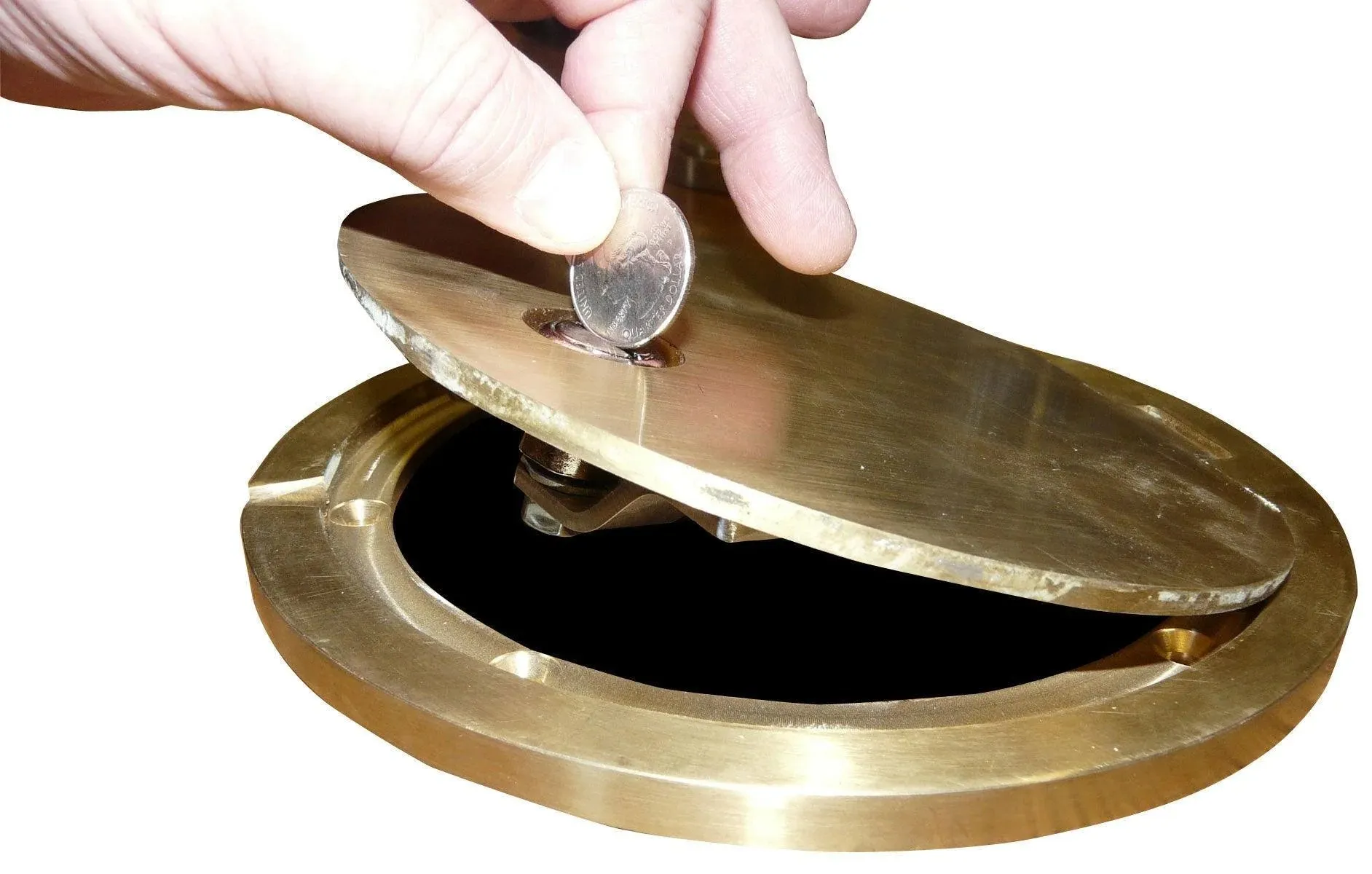 Bison Lockable Hinged Brass Floor Socket Cover Plate Only