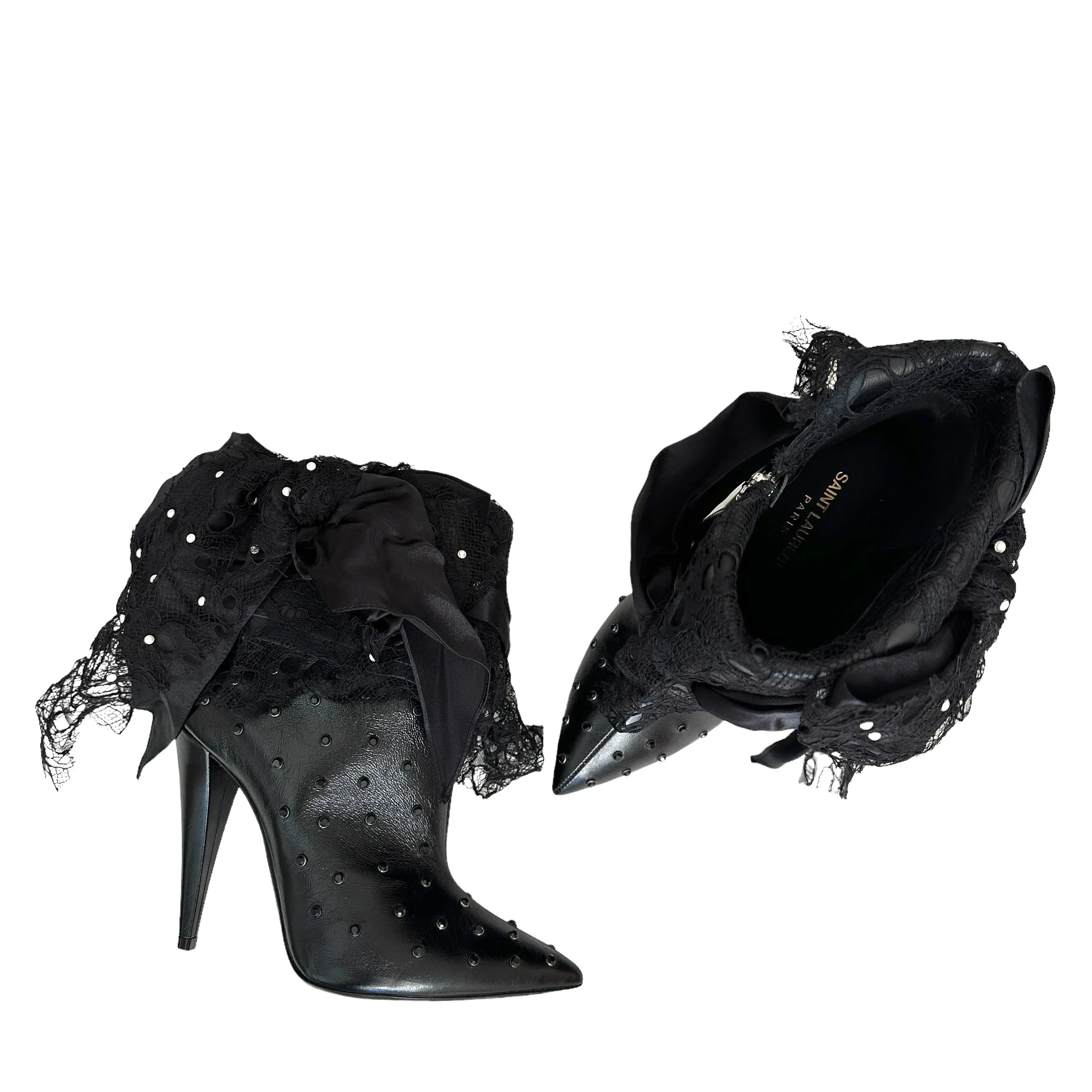 Black Studded & Laced Boots - 8.5