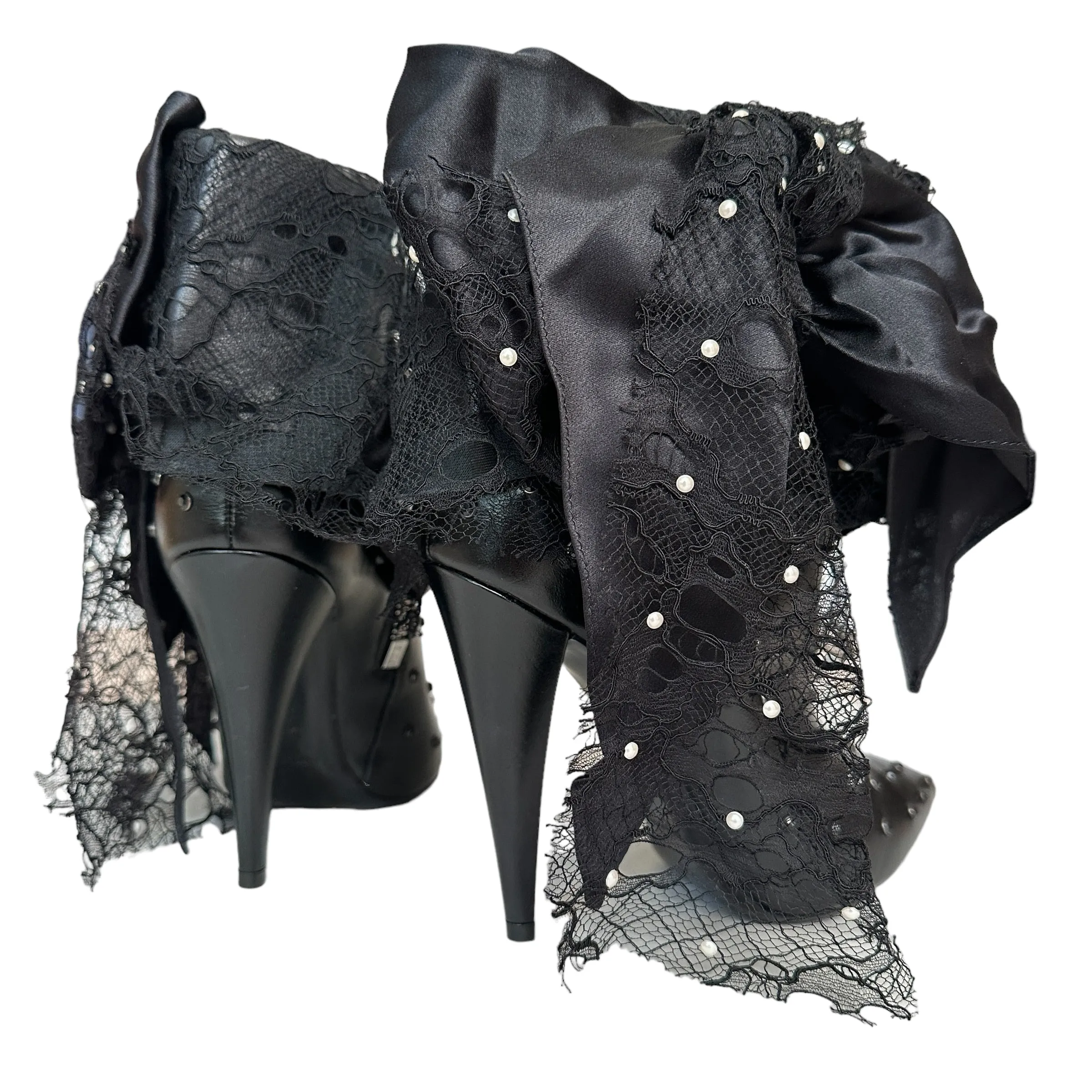 Black Studded & Laced Boots - 8.5