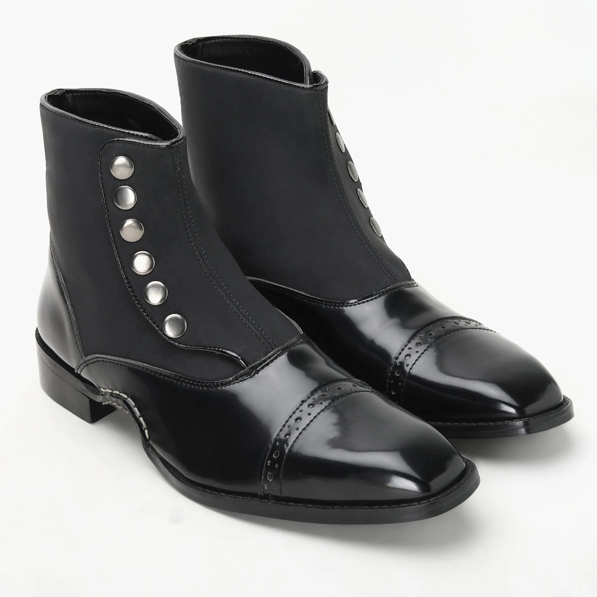 BUTTON ANKLE BOOTS-BLACK - HEIGHT ELEVATION