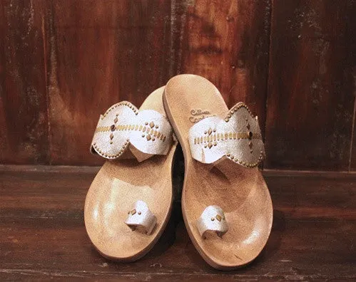 Calleen Cordero Mila Studded Silver Metallic Leather Sandal
