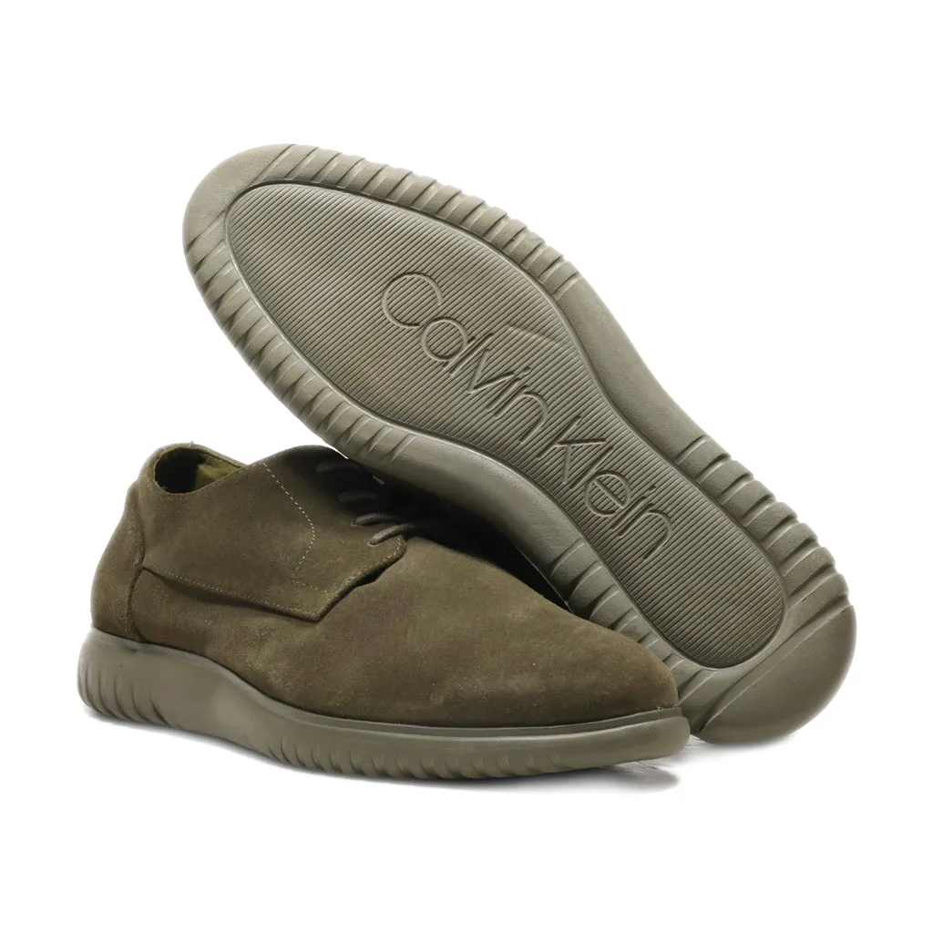 Calvin Klein Casual Lace Ups Leather Green Colour For Men