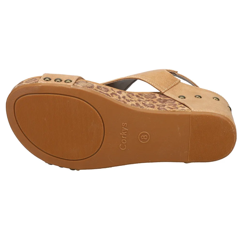 Carley Leopard Studded Wedge Sandals