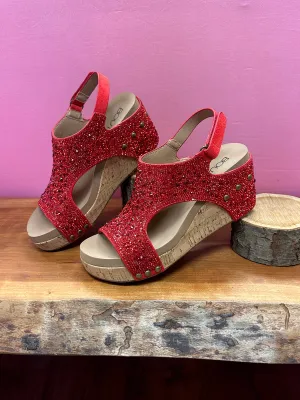 Corkys Ashley Red Rhinestone Wedge
