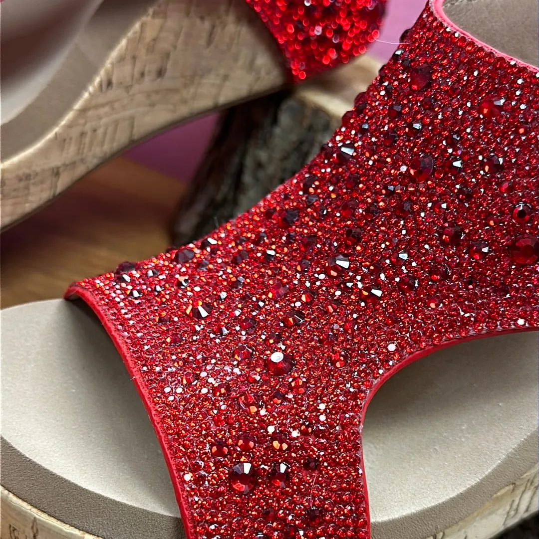 Corkys Ashley Red Rhinestone Wedge