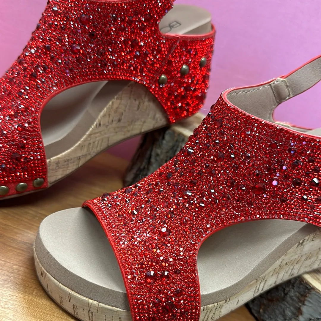 Corkys Ashley Red Rhinestone Wedge