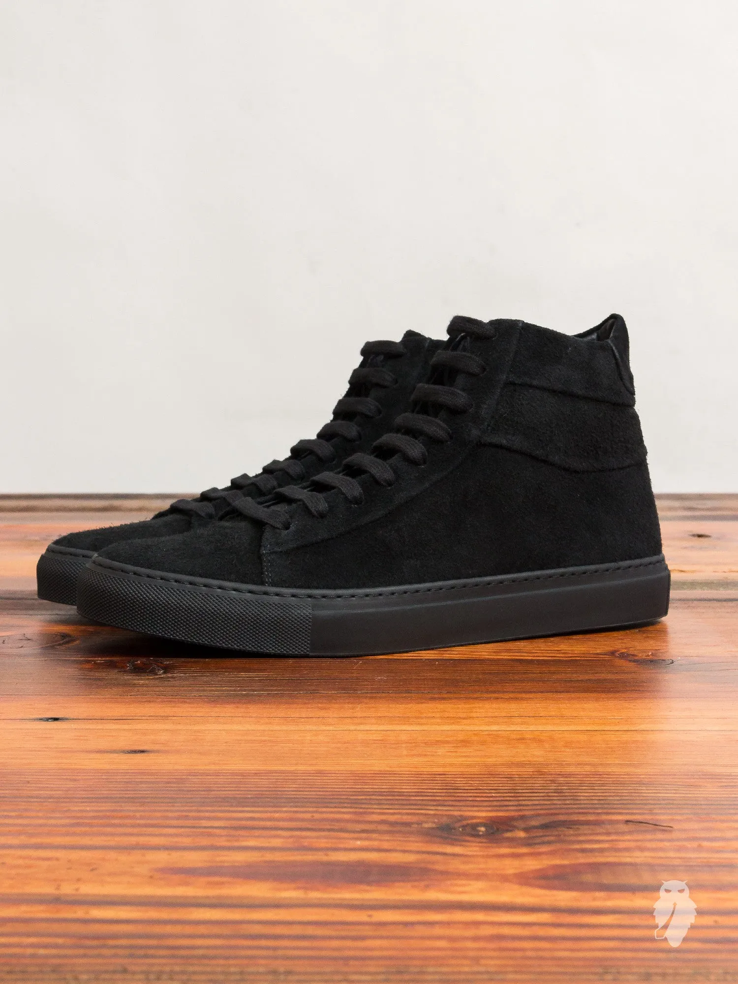 Court Hi-Top Sneaker in Black Suede