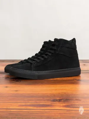 Court Hi-Top Sneaker in Black Suede