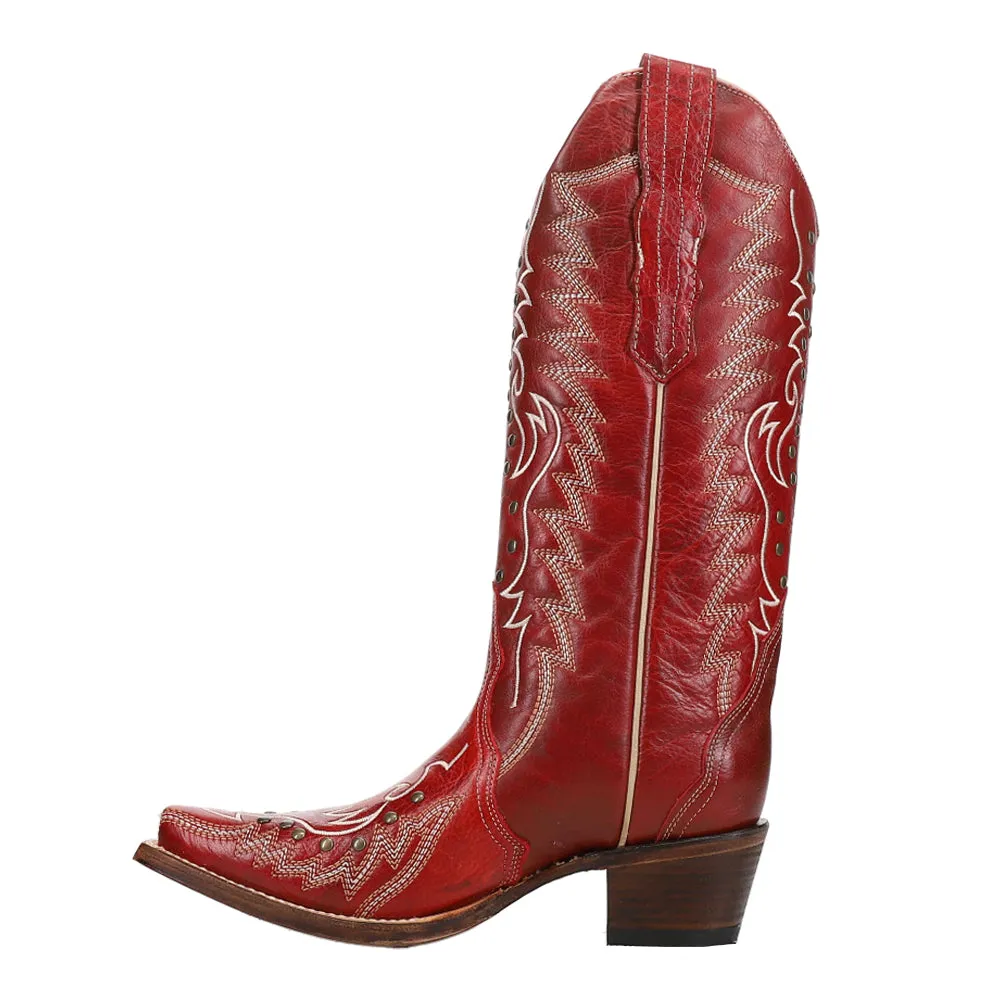 Embroidered And Studded Snip Toe Cowboy Boots