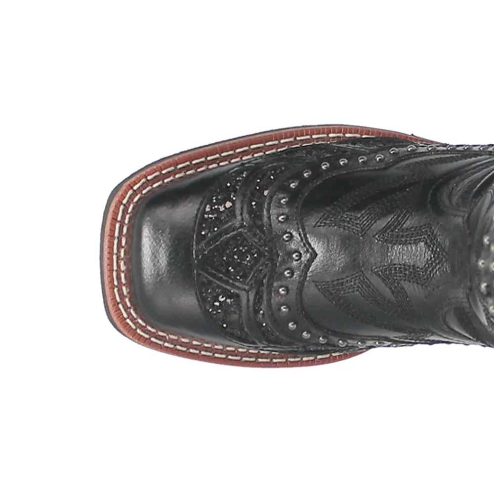Eternity Studded Glitter Square Toe Cowboy Boots