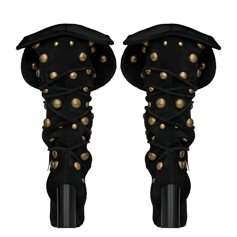 Gold Studded Knee Boots