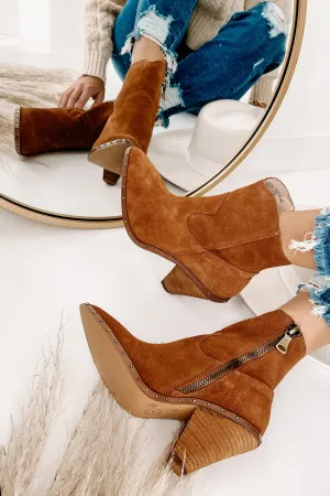 IMPERFECT "Ramblin' Man" Faux Suede Studded Sole Booties (Rusty Brown)