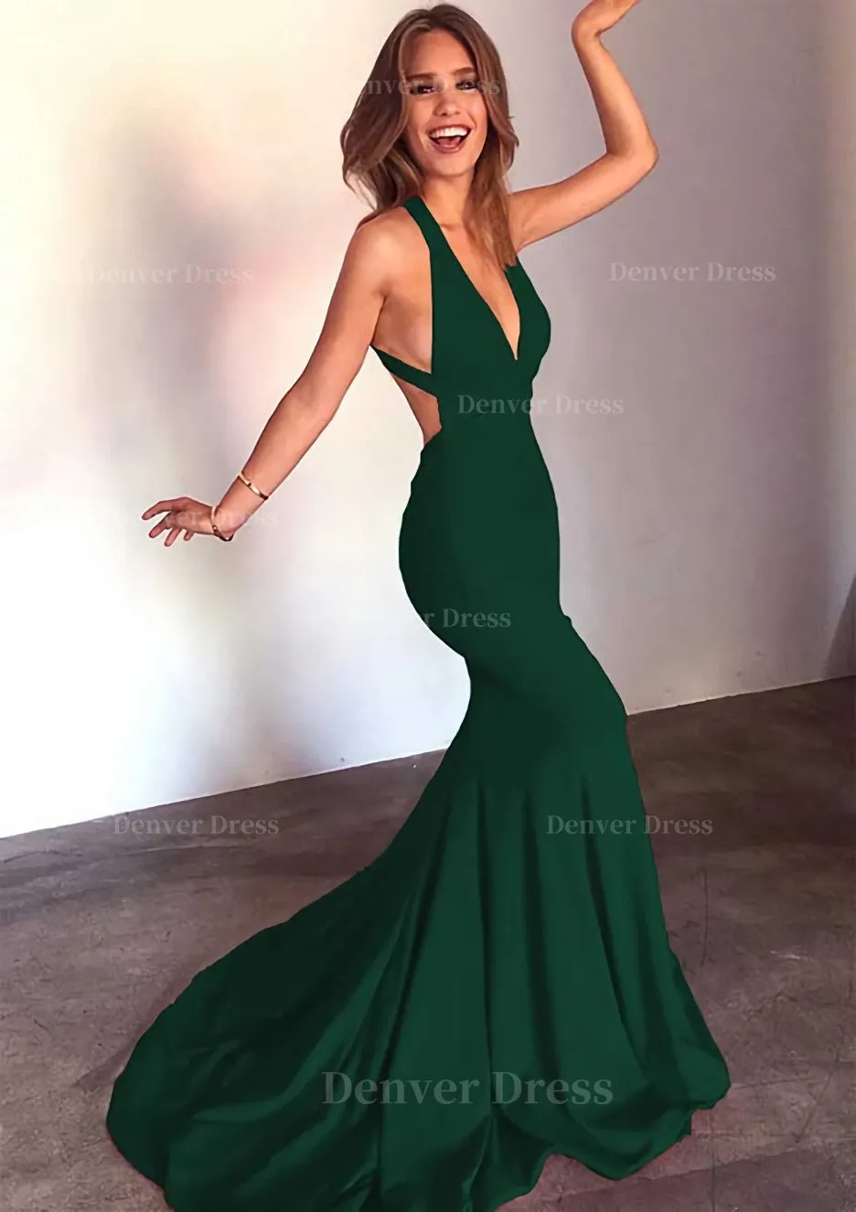 Jersey Prom Dress Trumpet/Mermaid Sleeveless Court Train