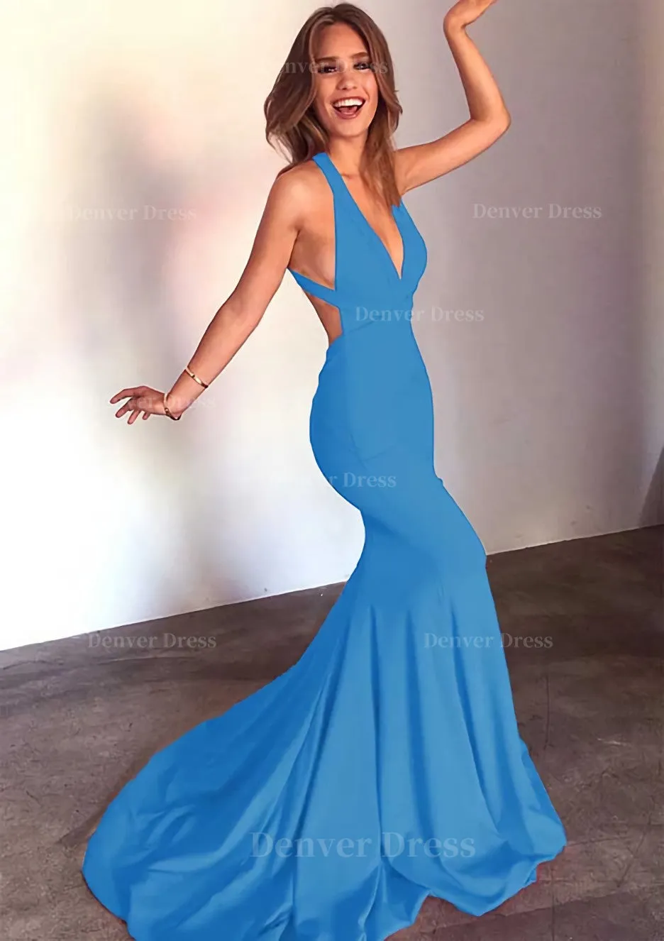 Jersey Prom Dress Trumpet/Mermaid Sleeveless Court Train
