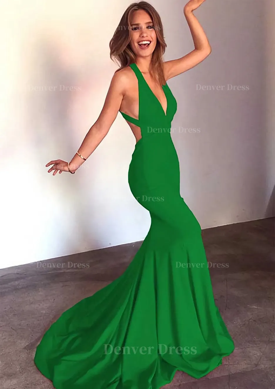 Jersey Prom Dress Trumpet/Mermaid Sleeveless Court Train