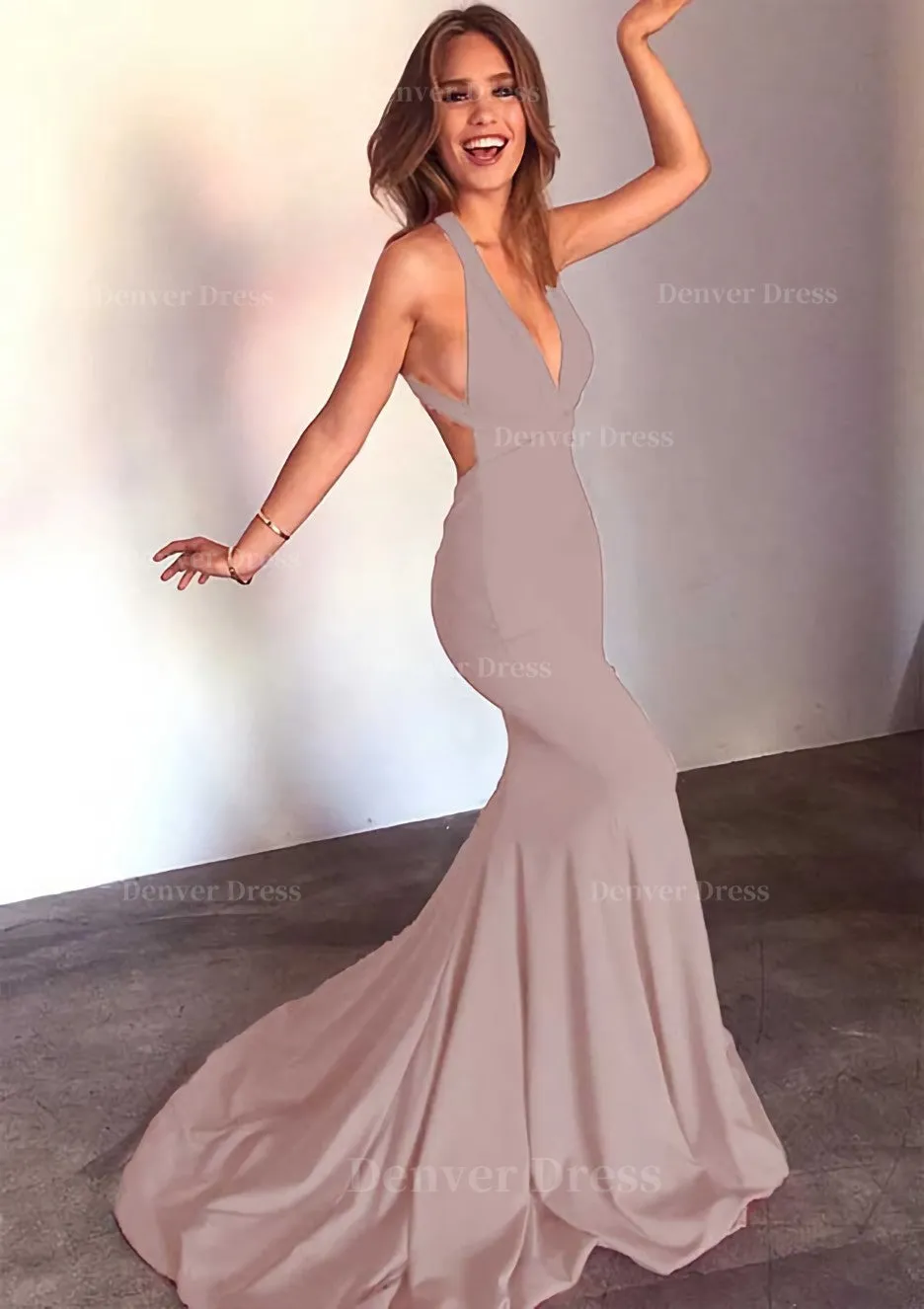 Jersey Prom Dress Trumpet/Mermaid Sleeveless Court Train
