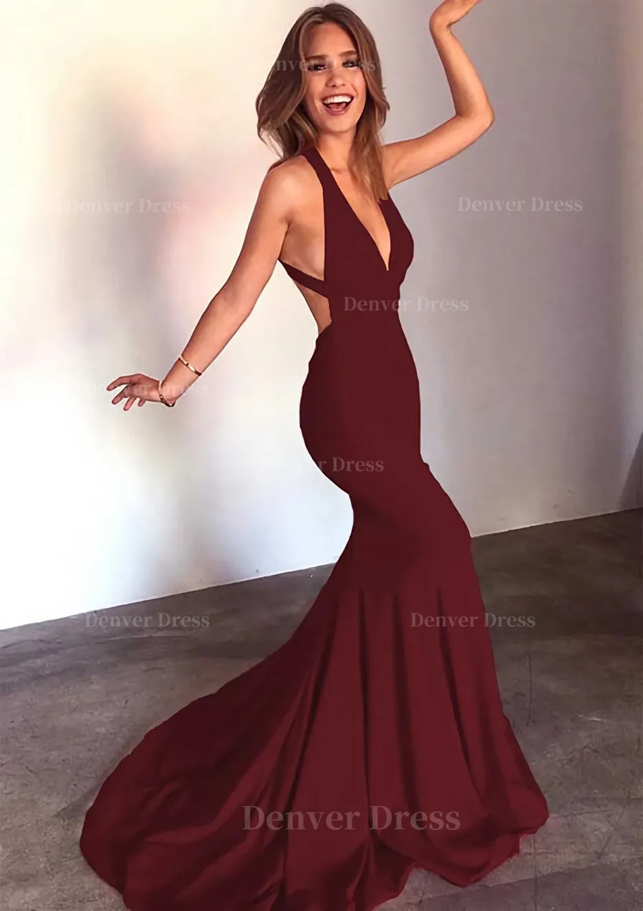 Jersey Prom Dress Trumpet/Mermaid Sleeveless Court Train