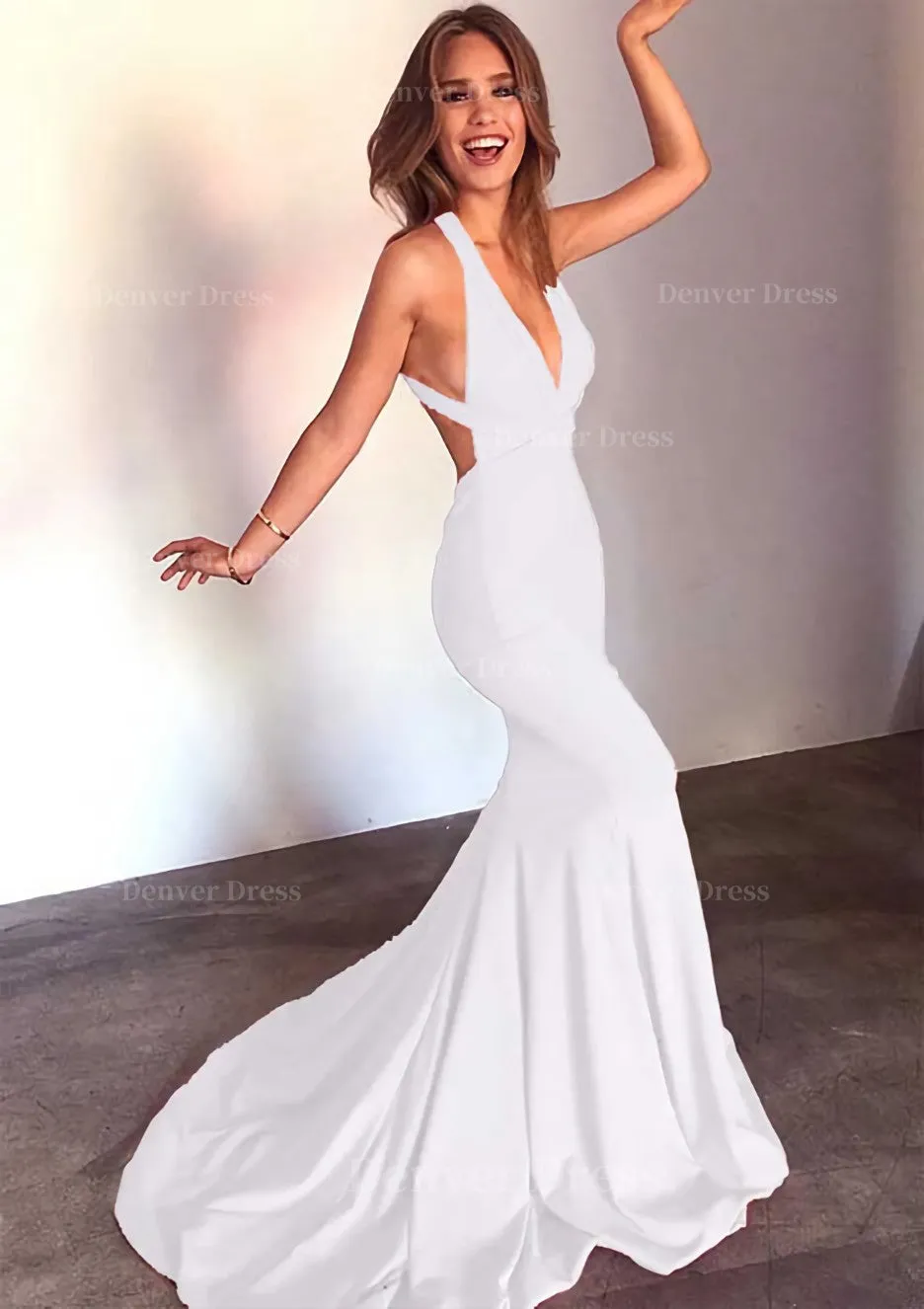 Jersey Prom Dress Trumpet/Mermaid Sleeveless Court Train