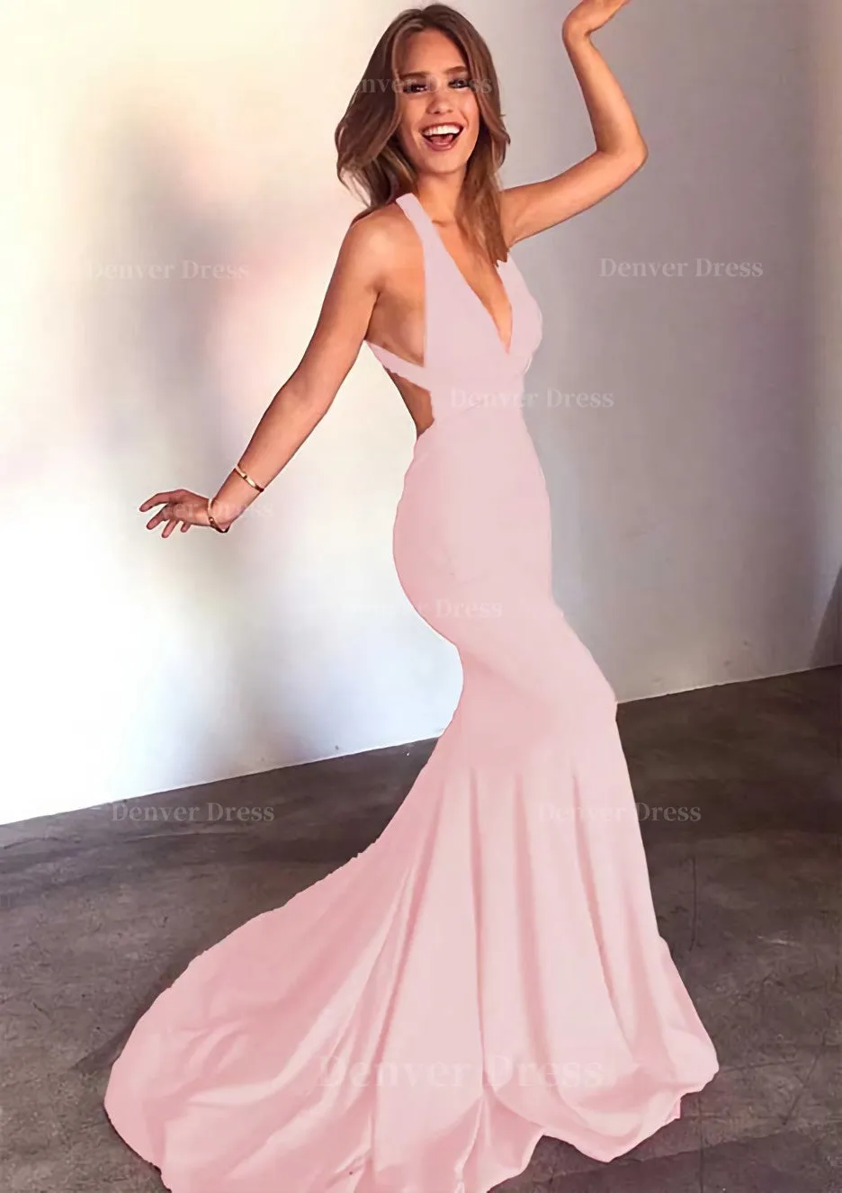 Jersey Prom Dress Trumpet/Mermaid Sleeveless Court Train