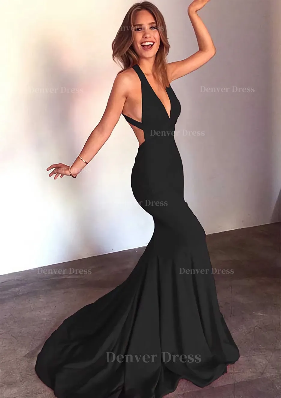 Jersey Prom Dress Trumpet/Mermaid Sleeveless Court Train