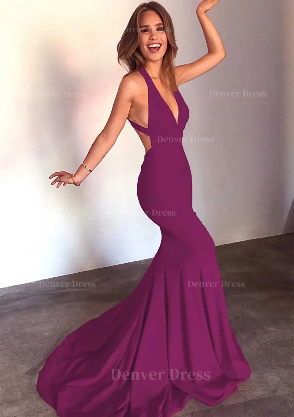 Jersey Prom Dress Trumpet/Mermaid Sleeveless Court Train