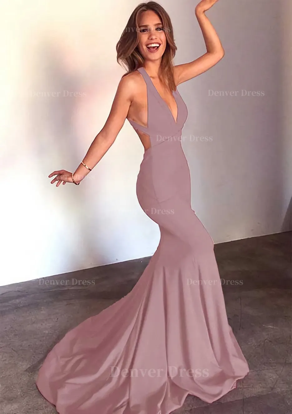 Jersey Prom Dress Trumpet/Mermaid Sleeveless Court Train