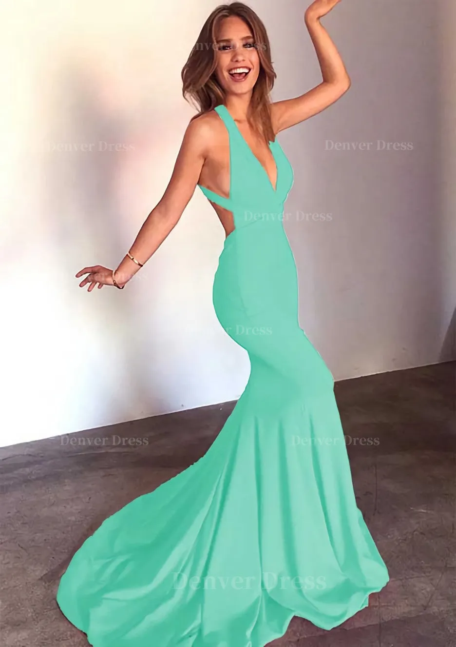 Jersey Prom Dress Trumpet/Mermaid Sleeveless Court Train
