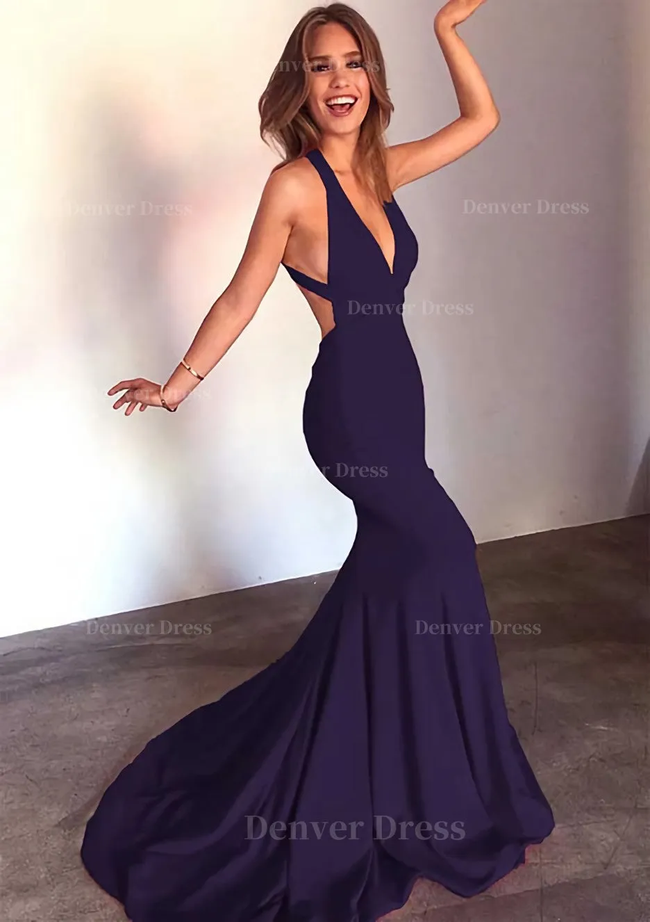 Jersey Prom Dress Trumpet/Mermaid Sleeveless Court Train