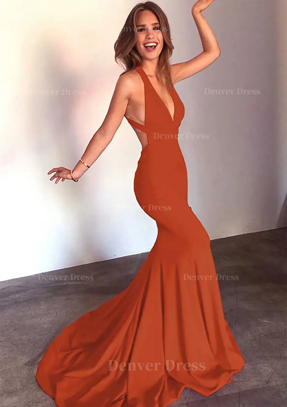 Jersey Prom Dress Trumpet/Mermaid Sleeveless Court Train