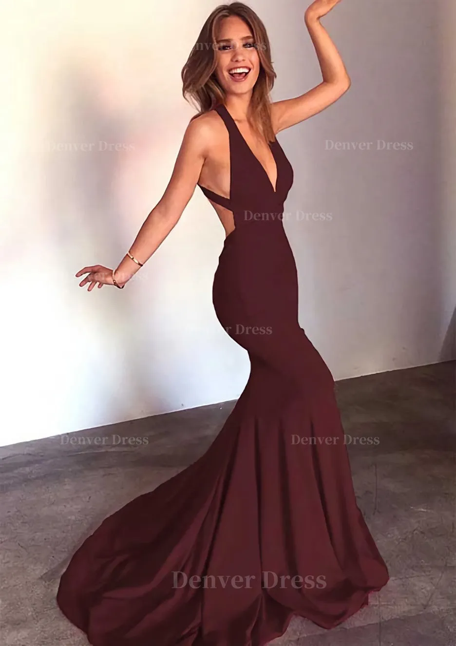 Jersey Prom Dress Trumpet/Mermaid Sleeveless Court Train