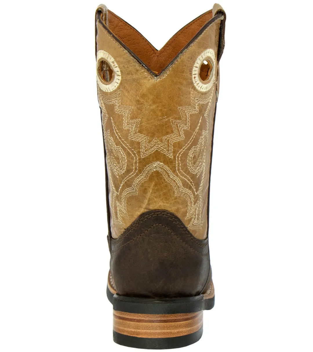 Kids Toddler Western Cowboy Boots Pull On Square Toe Dark Brown - #142