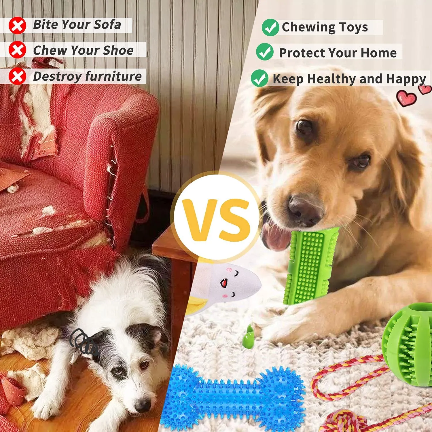 KIPRITII Dog Chew Toys for Puppies 18-Pack Chew Toys