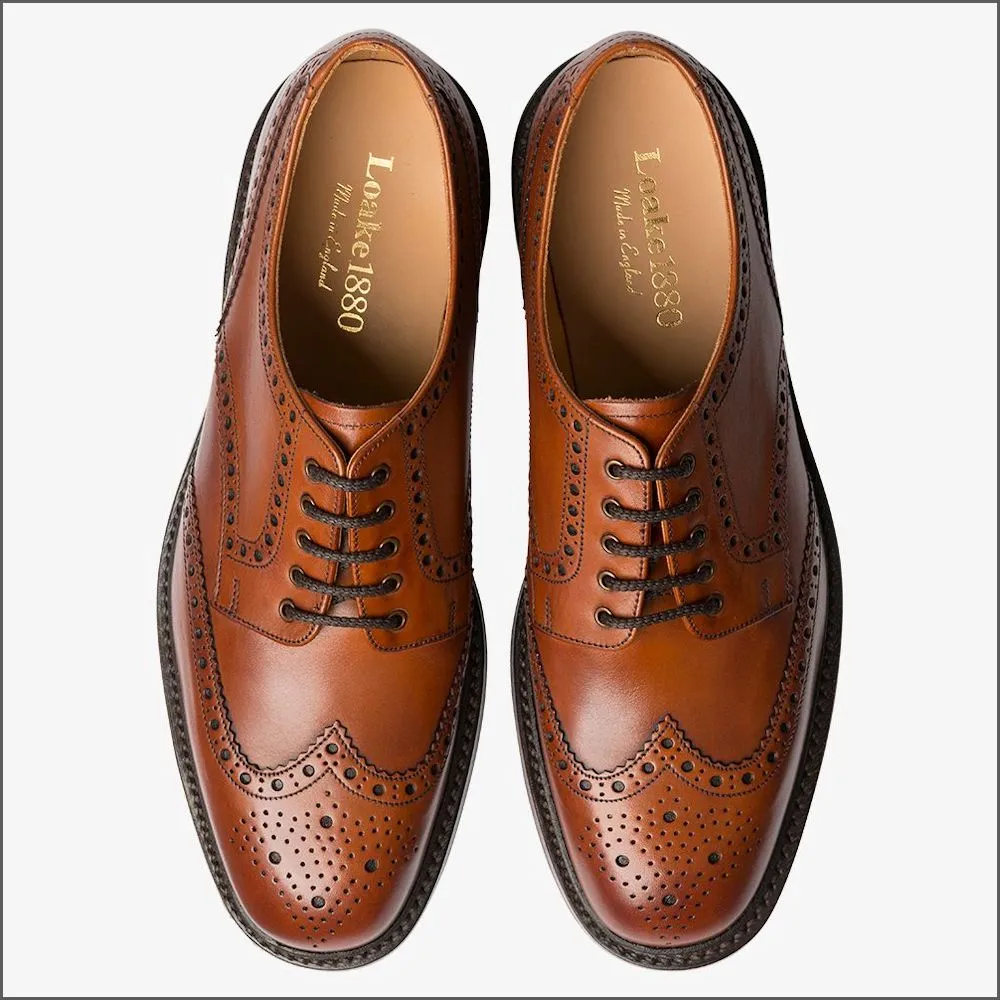 Loake Chester Mahogany Brogue Shoe Rubber Sole Size 8 Only/