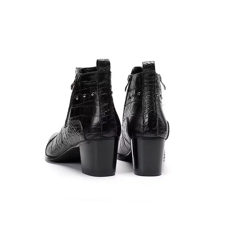 Luxury CrocLeather Sophisticated Dress Boots