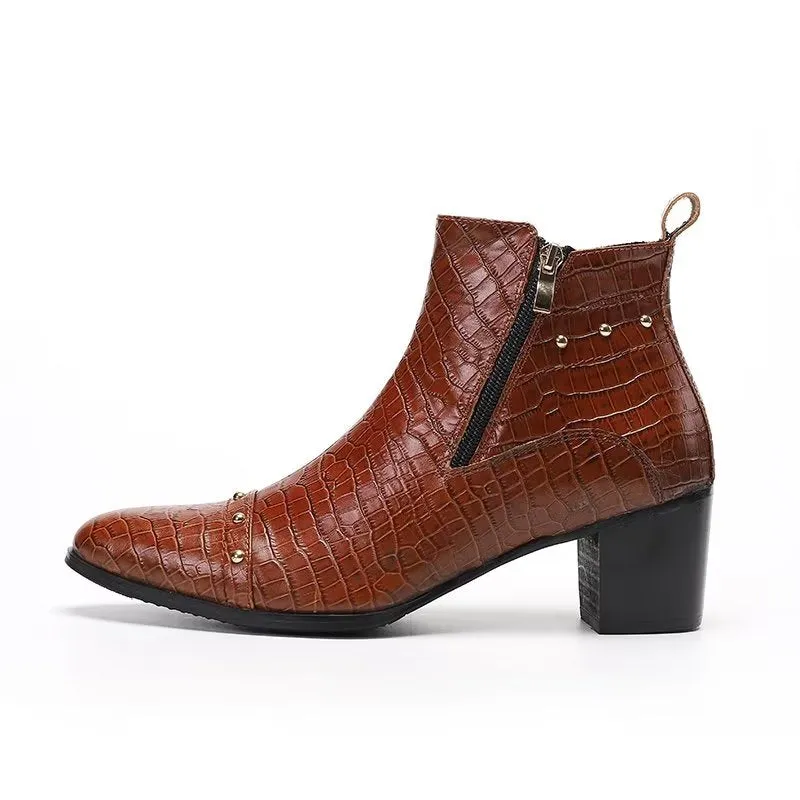 Luxury CrocLeather Sophisticated Dress Boots