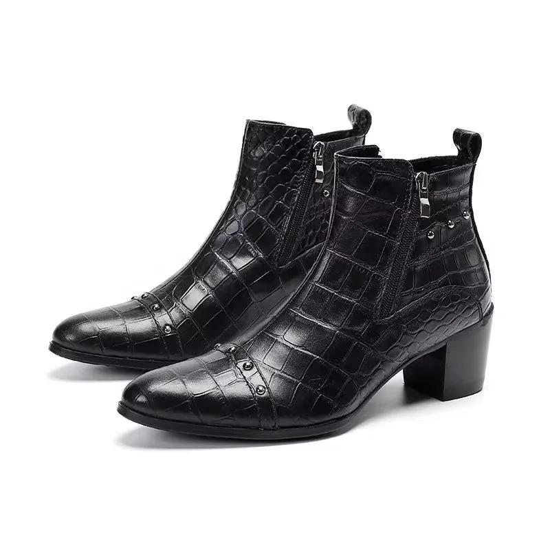 Luxury CrocLeather Sophisticated Dress Boots