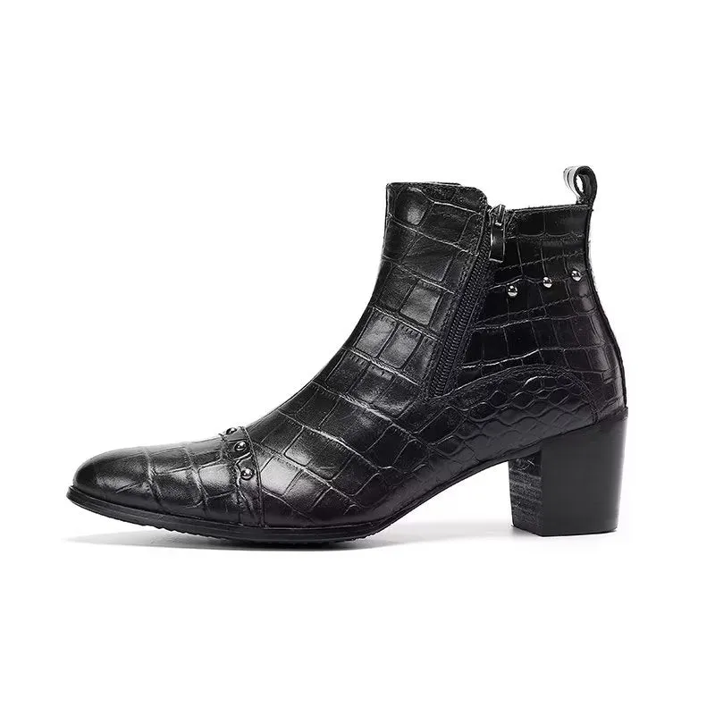 Luxury CrocLeather Sophisticated Dress Boots