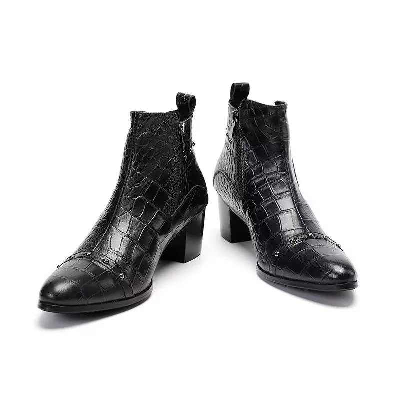 Luxury CrocLeather Sophisticated Dress Boots