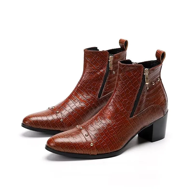 Luxury CrocLeather Sophisticated Dress Boots