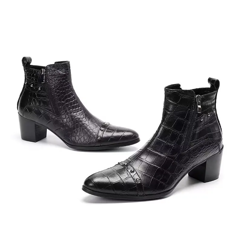 Luxury CrocLeather Sophisticated Dress Boots