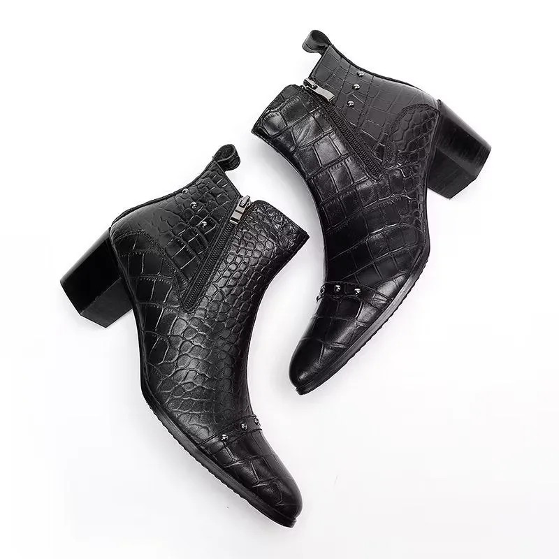 Luxury CrocLeather Sophisticated Dress Boots