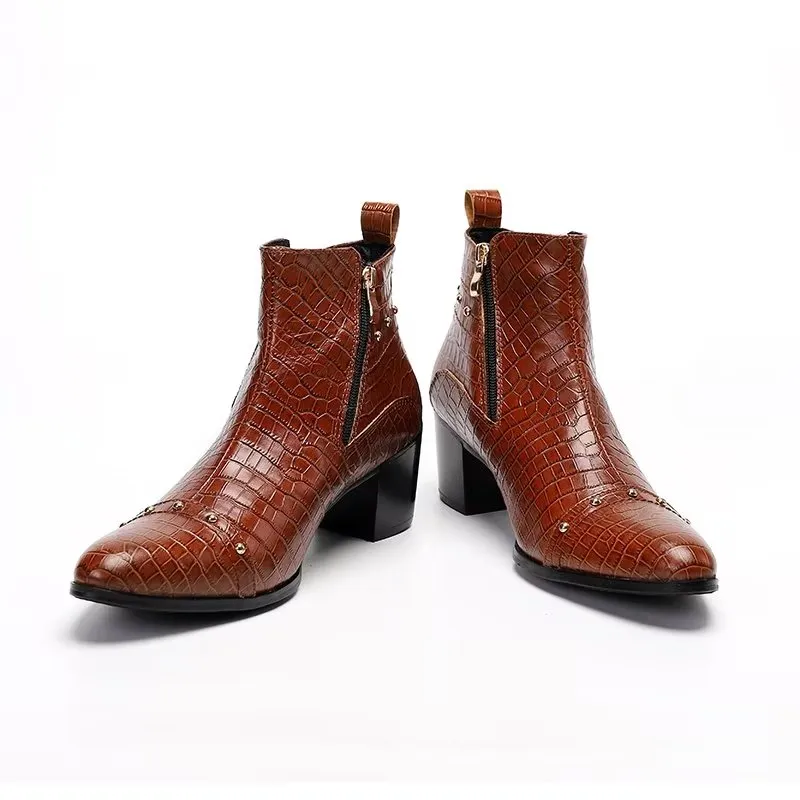 Luxury CrocLeather Sophisticated Dress Boots